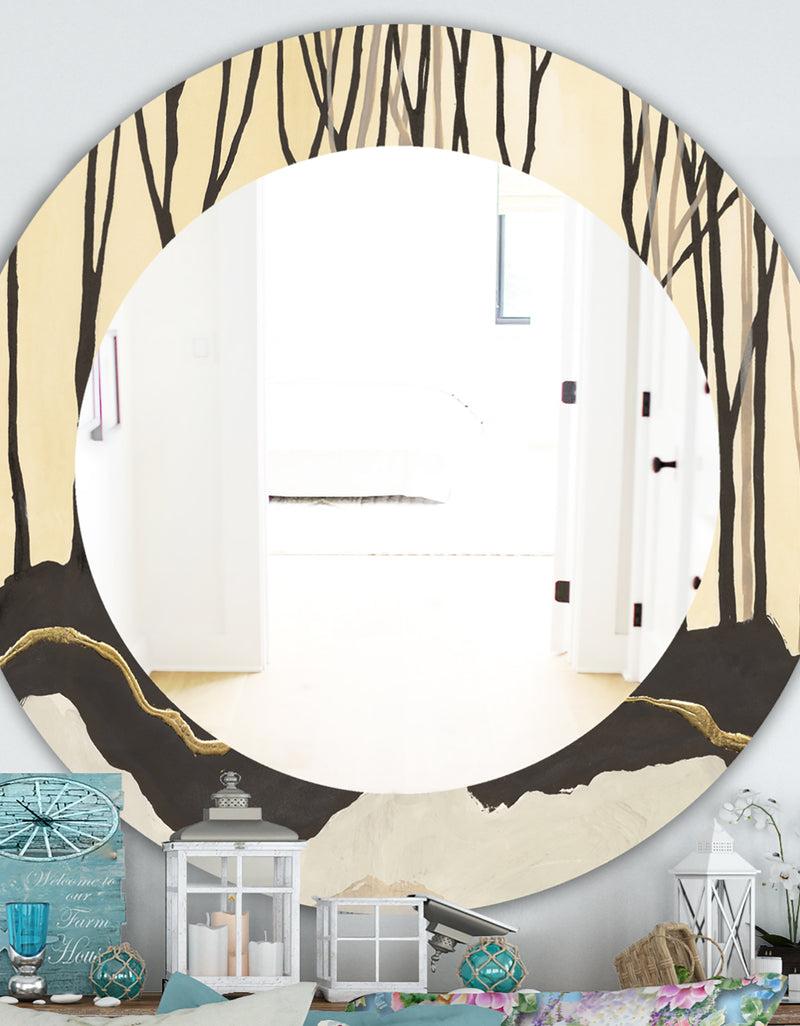 designq Geometric Forest - Farmhouse Mirror - Frameless Oval or Round Wall Mirror