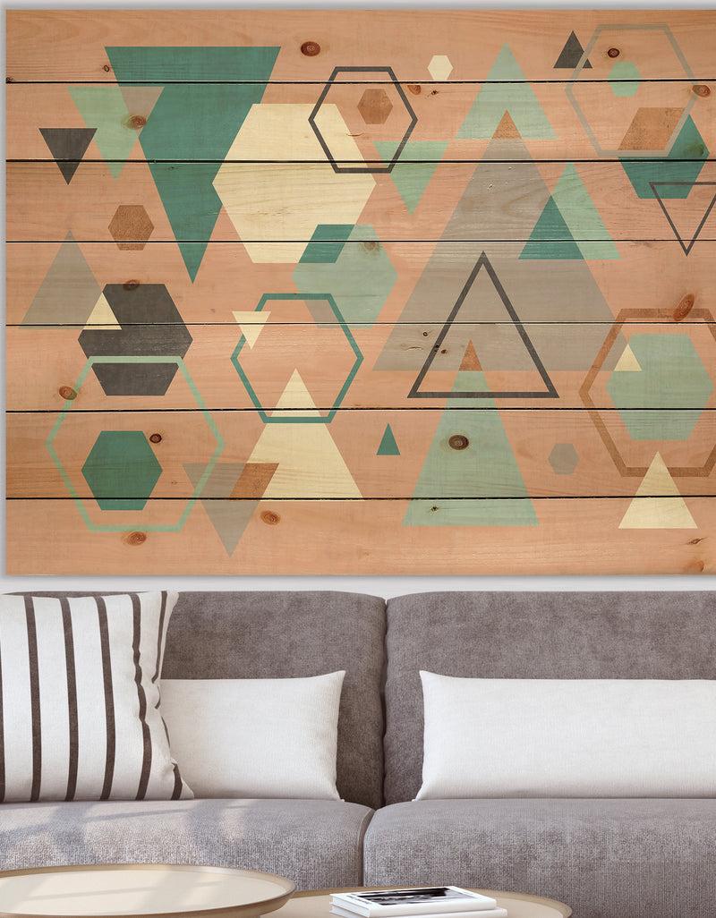 designq Geometric hexagons Pattern I - Transitional Print on Natural Pine Wood