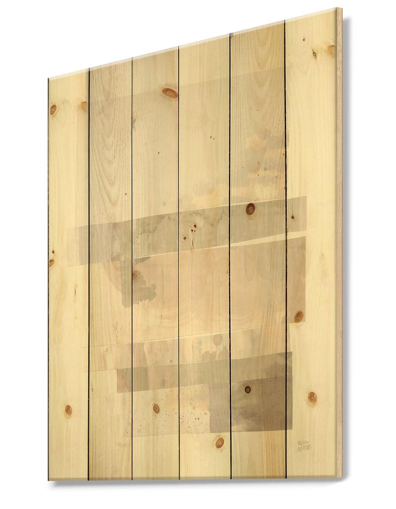 Designq Geometric Neutral Form I - Shabby Chic Print On Natural Pine Wood