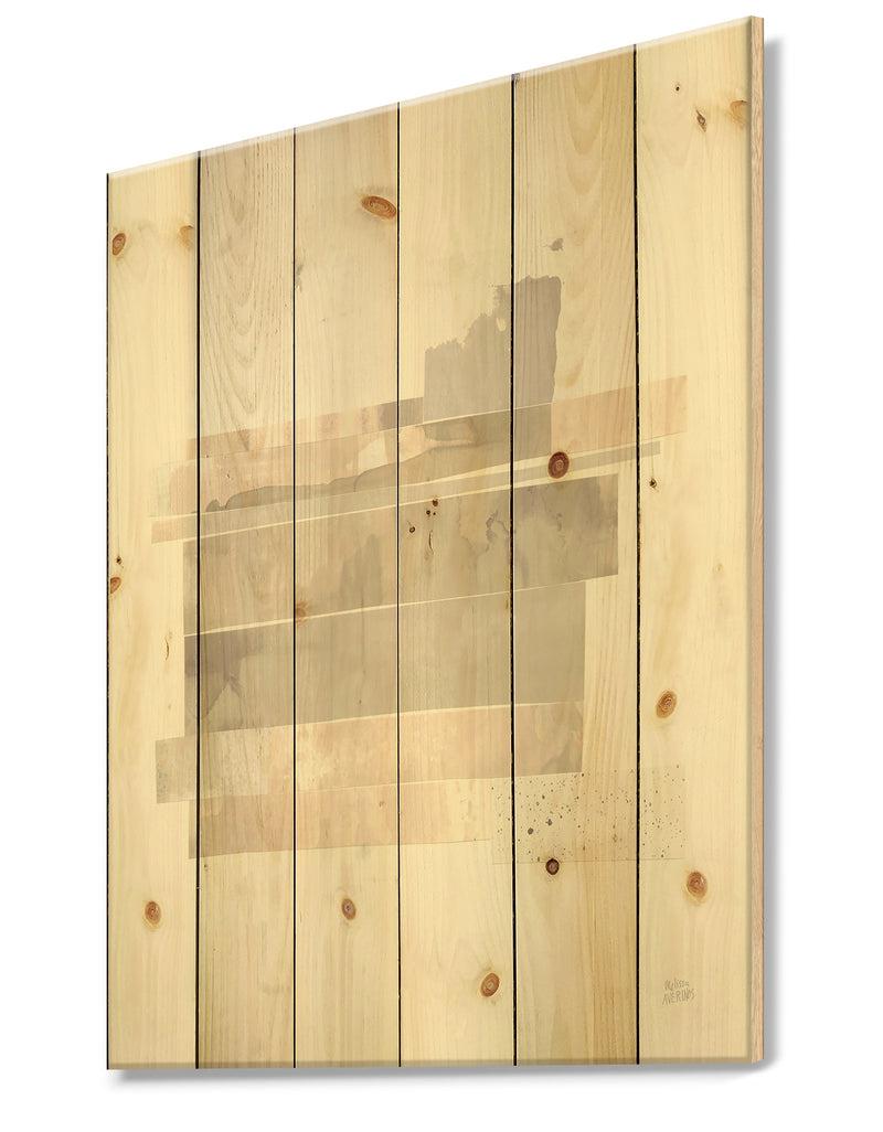 Designq Geometric Neutral Form II - Shabby Chic Print On Natural Pine Wood