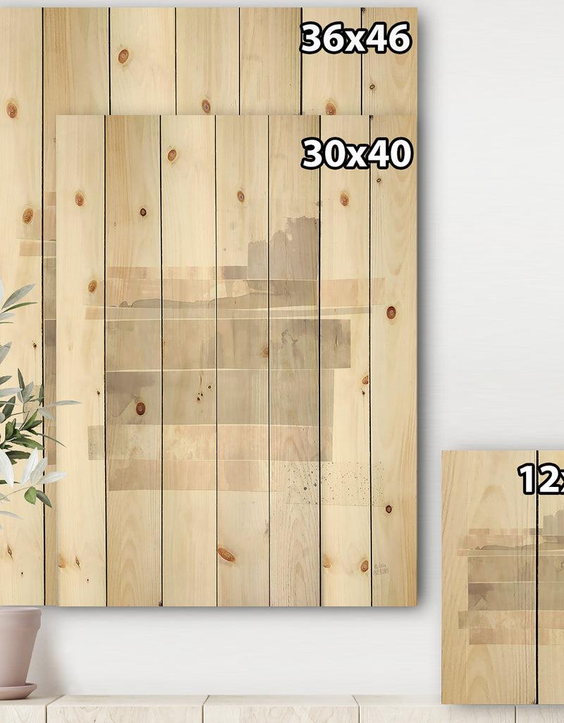 Designq Geometric Neutral Form II - Shabby Chic Print On Natural Pine Wood