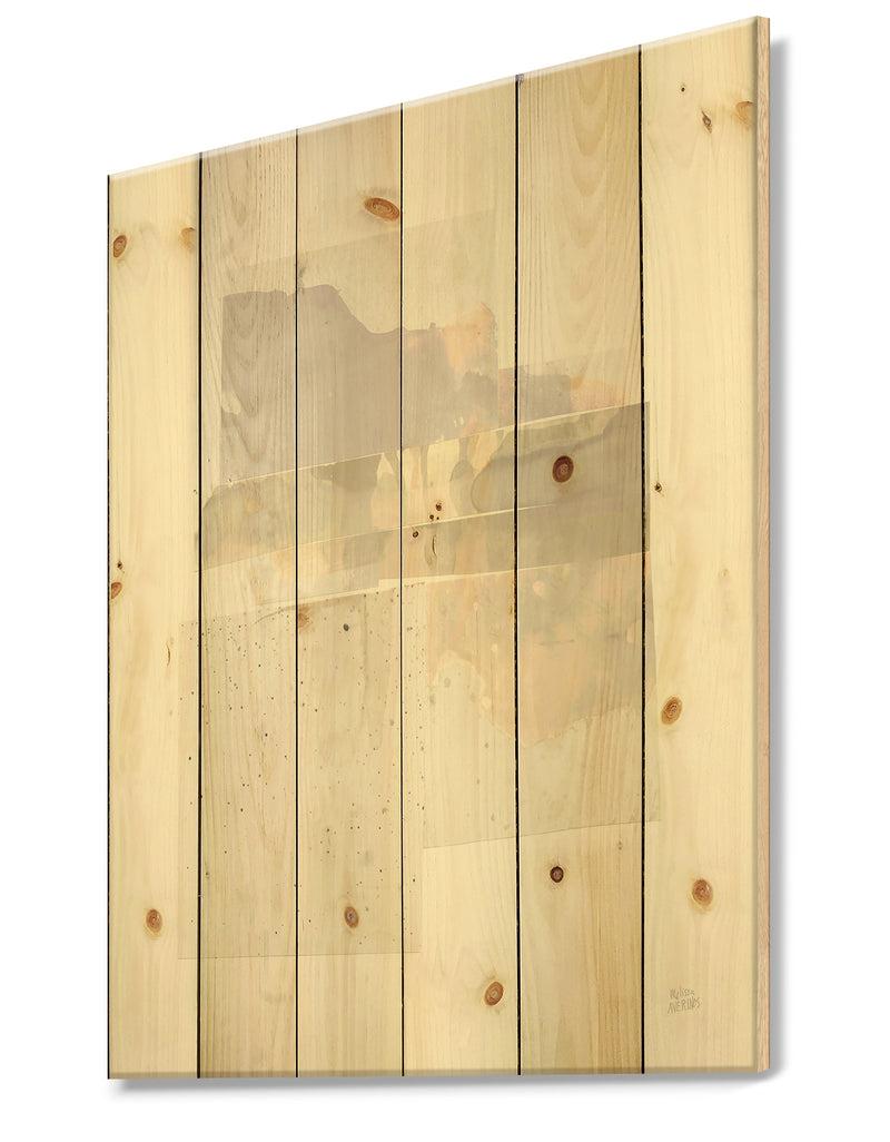 Designq Geometric Neutral Form III - Shabby Chic Print On Natural Pine Wood