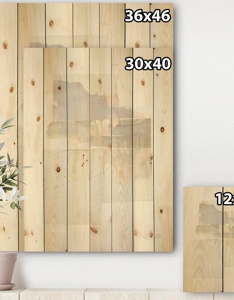 Designq Geometric Neutral Form III - Shabby Chic Print On Natural Pine Wood