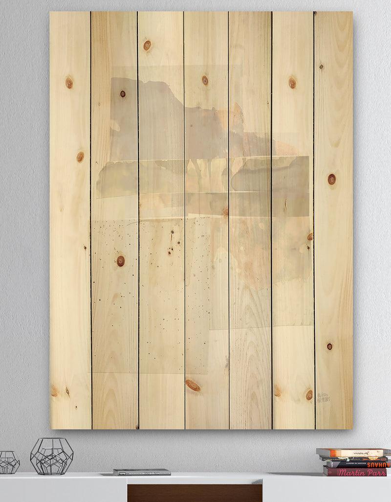 designq Geometric Neutral Form III - Shabby Chic Print on Natural Pine Wood