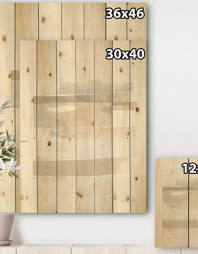 Designq Geometric Neutral Form IV - Shabby Chic Print On Natural Pine Wood