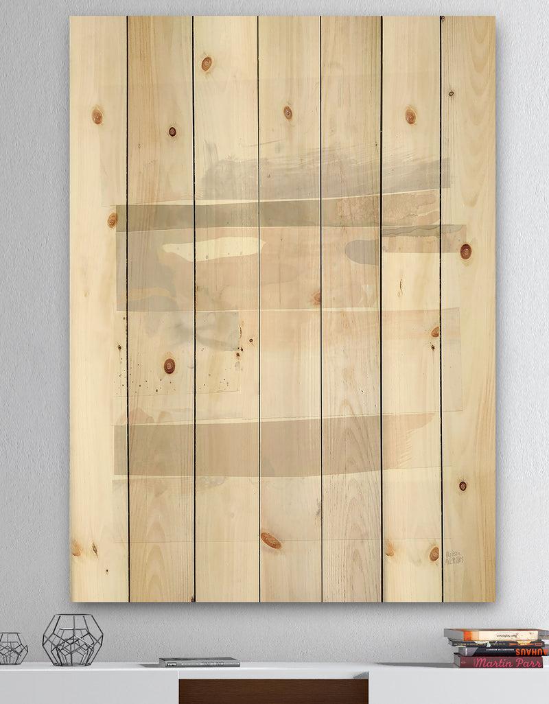 designq Geometric Neutral Form IV - Shabby Chic Print on Natural Pine Wood