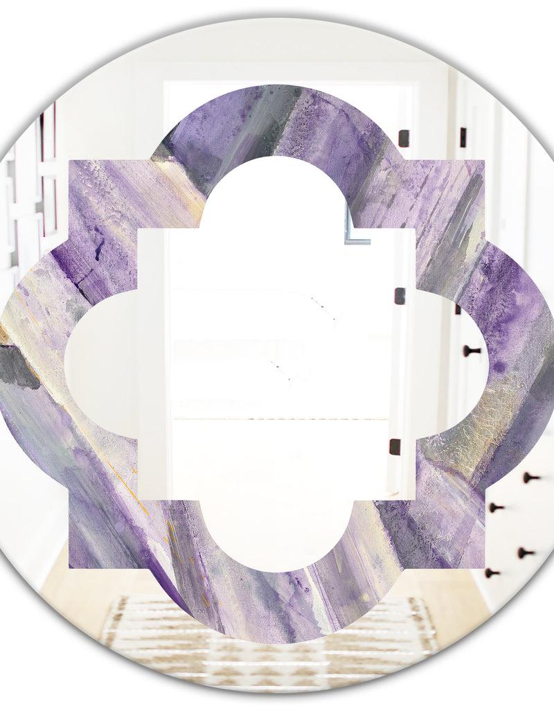 Designq Geometric Purple Glacier - Modern Round Or Oval Wall Mirror - Quatrefoil