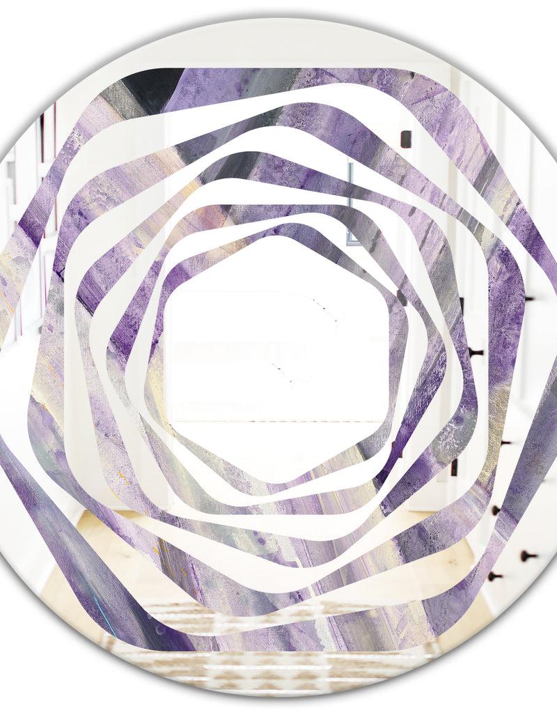 Designq Geometric Purple Glacier - Modern Round Or Oval Wall Mirror - Whirl