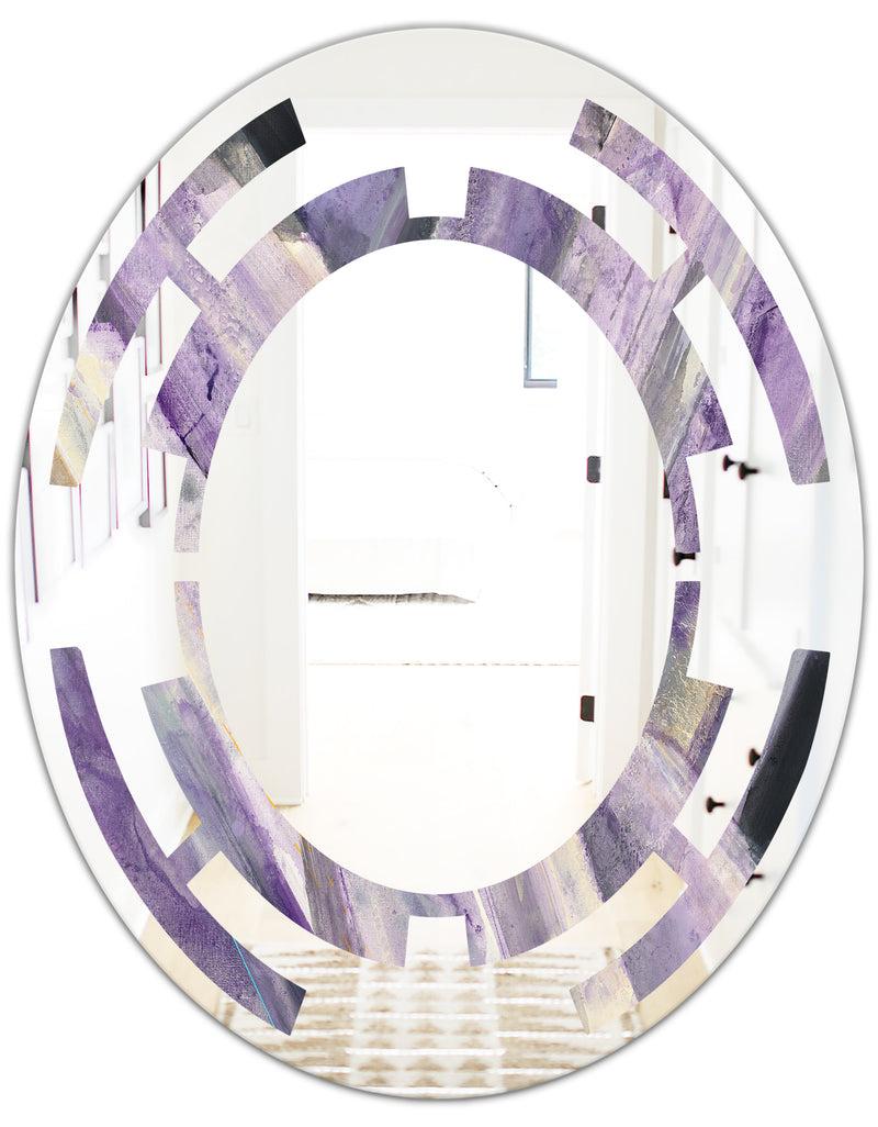Designq Geometric Purple Glacier - Modern Round Or Oval Wall Mirror - Space