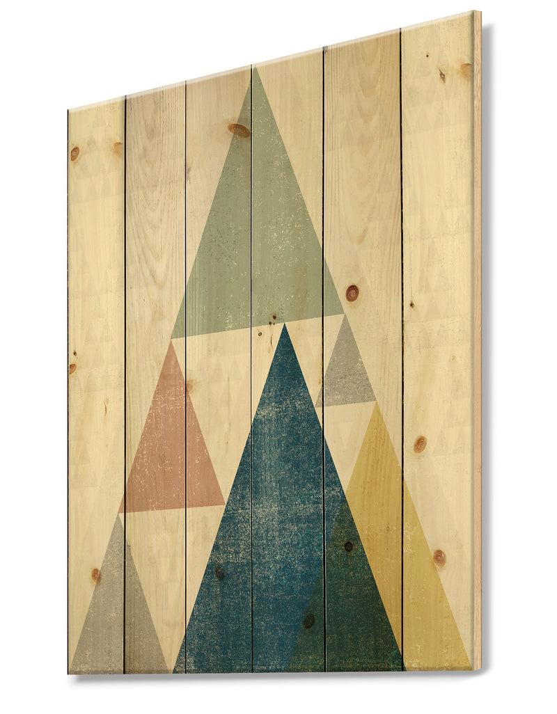 Designq Geometrical Composition Triangles I - Modern & Transitional Print On Natural Pine Wood