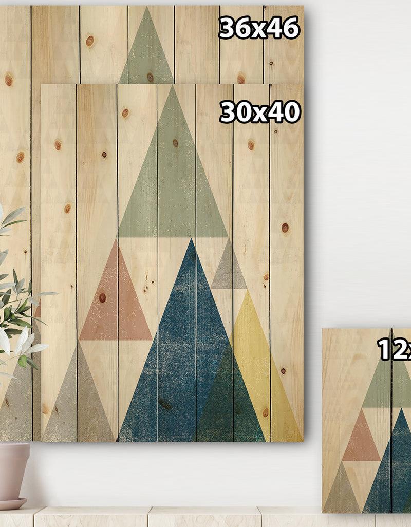 Designq Geometrical Composition Triangles I - Modern & Transitional Print On Natural Pine Wood