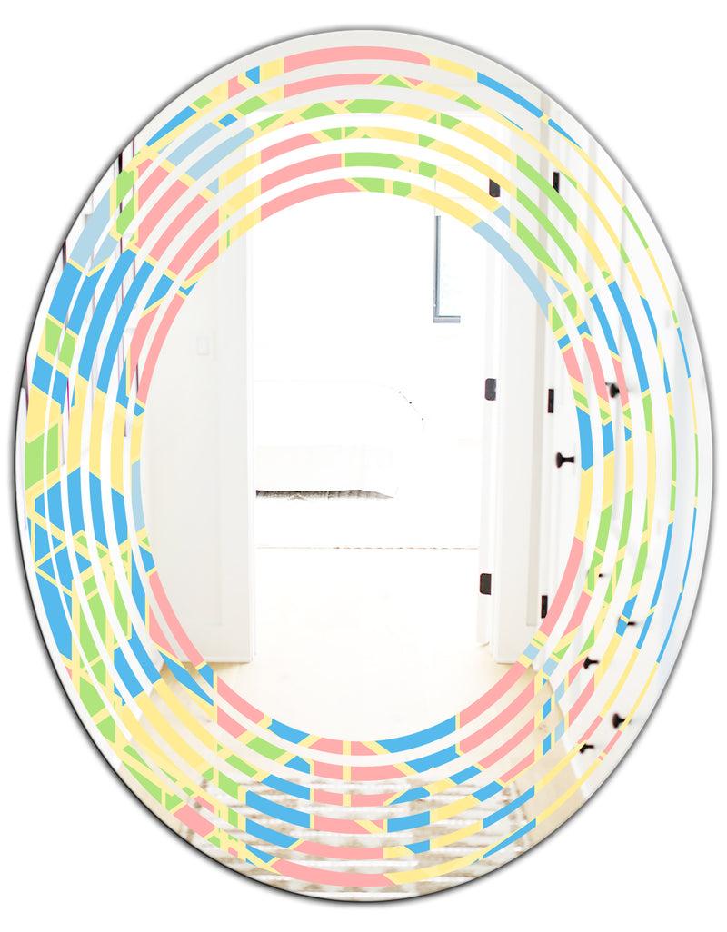 Designq Geometrical Pastel Abstract II - Modern Round Or Oval Wall Mirror - Wave
