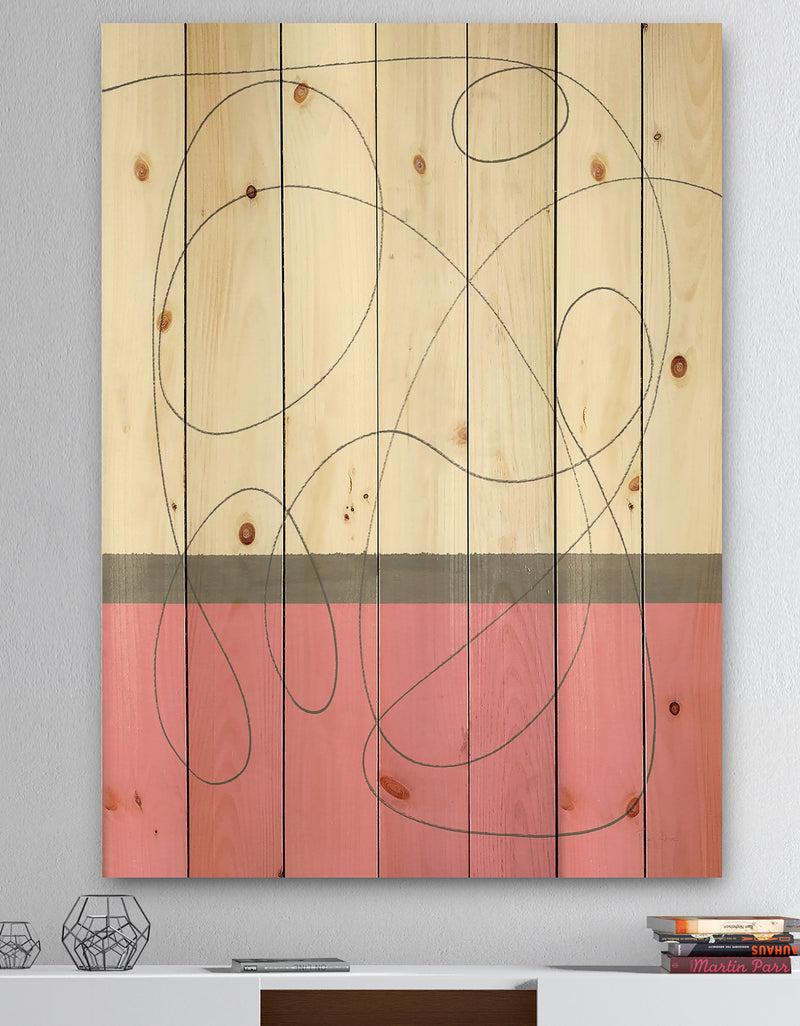 designq GeometricNeapolitan I - Shabby Chic Print on Natural Pine Wood