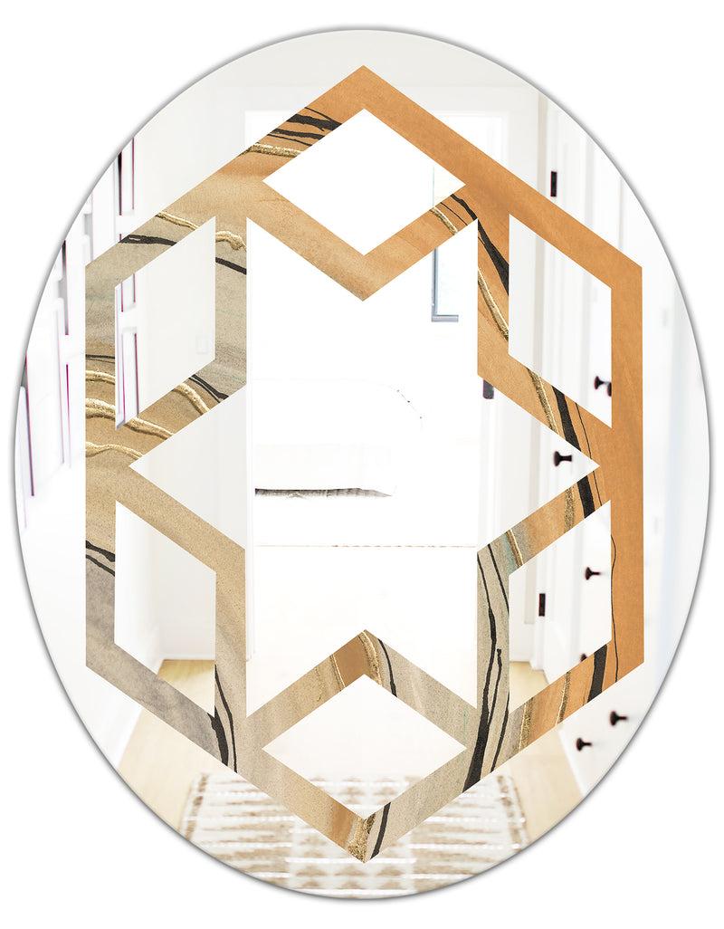 Designq Glam Canion II - Modern Round Or Oval Wall Mirror - Hexagon Star