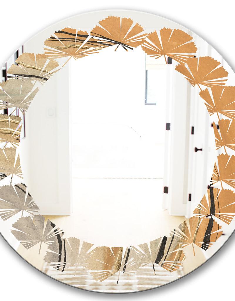 Designq Glam Canion II - Modern Round Or Oval Wall Mirror - Leaves