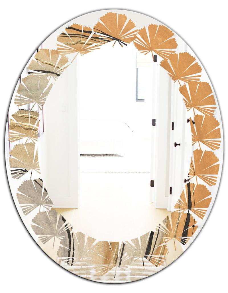 Designq Glam Canion II - Modern Round Or Oval Wall Mirror - Leaves