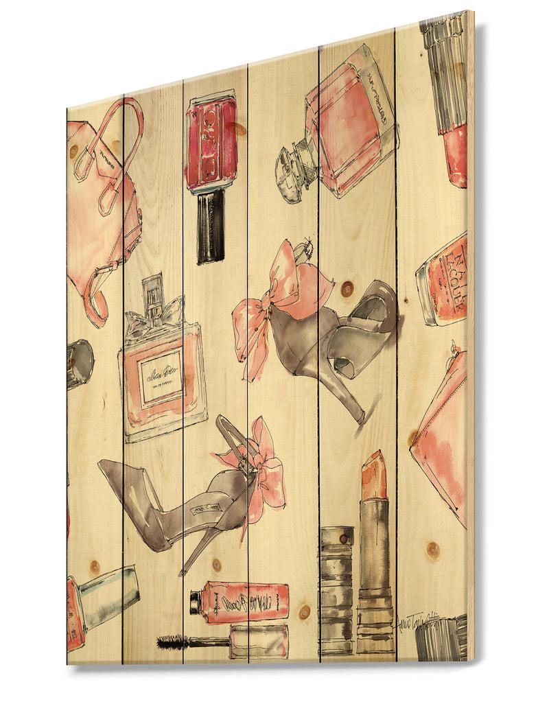 Designq Glam Chic Accents Pattern I - Fashion Print On Natural Pine Wood