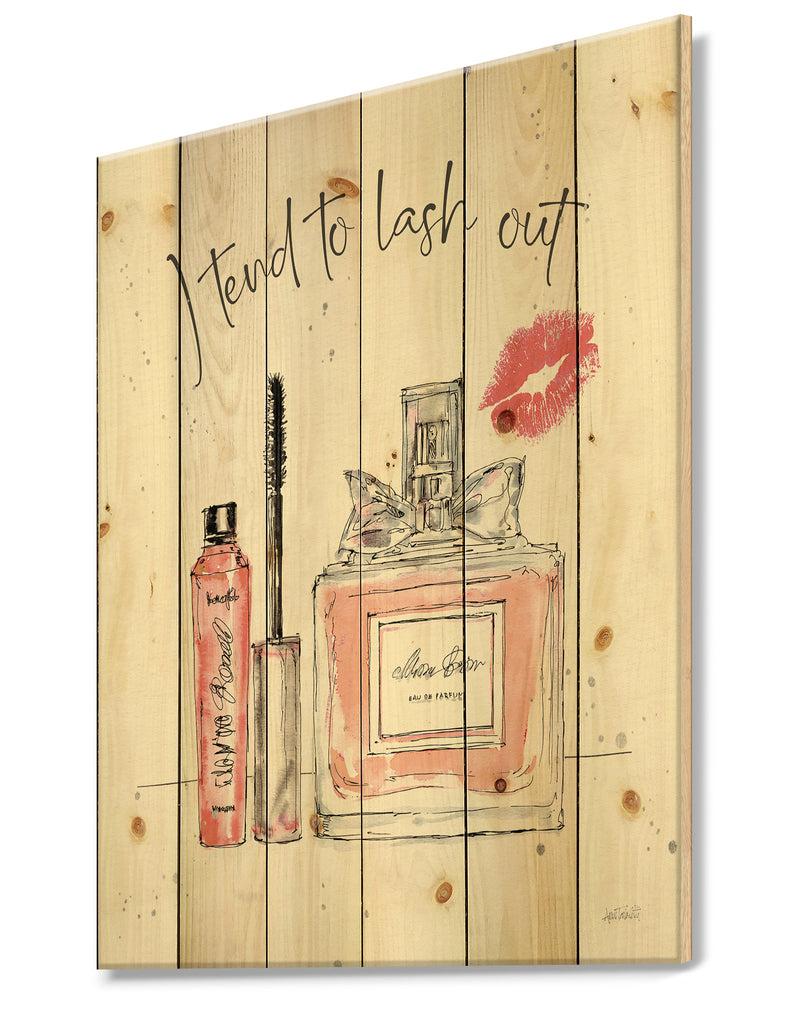 Designq Glam Chic Accents V - Fashion Print On Natural Pine Wood