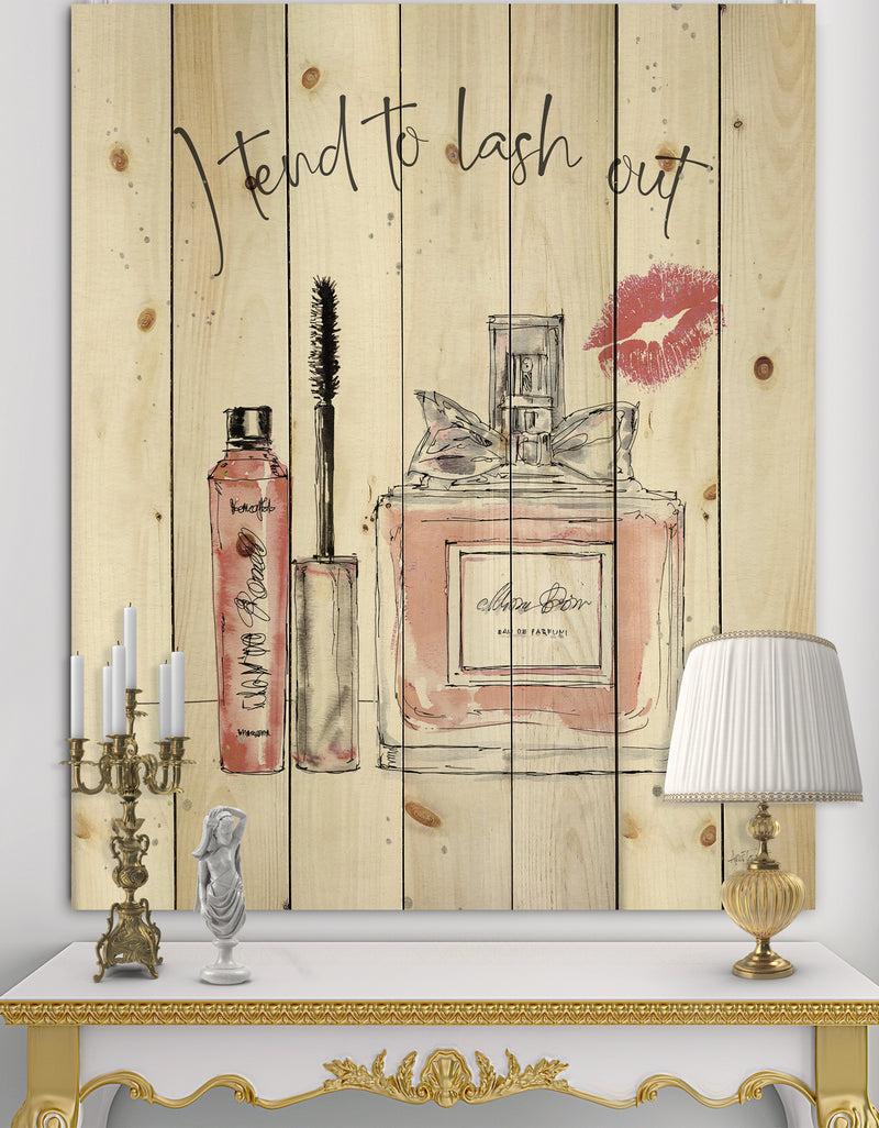 designq Glam Chic Accents V - Fashion Print on Natural Pine Wood