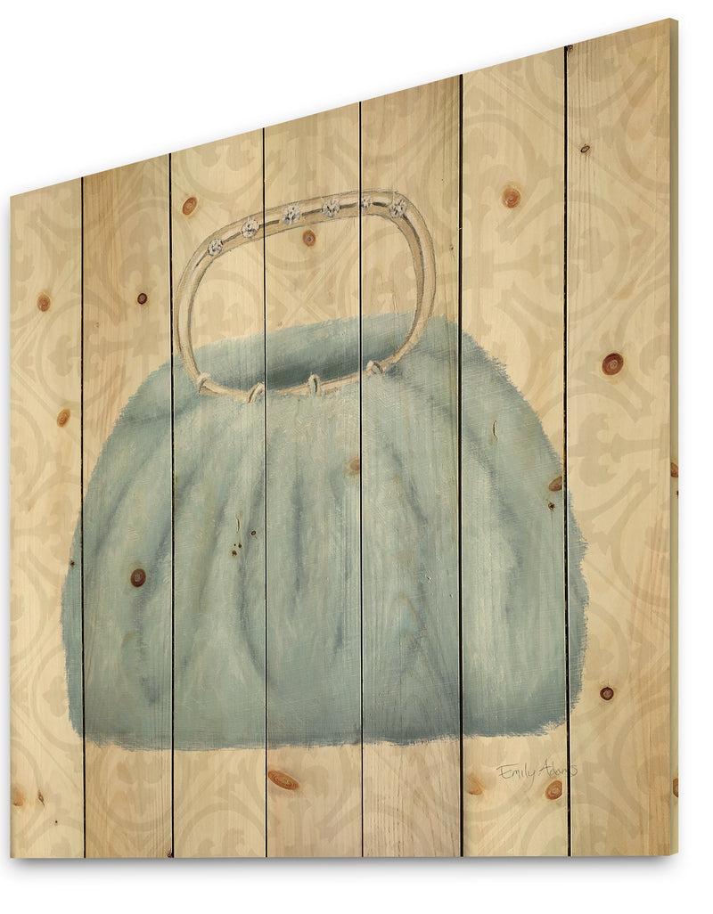 Designq Glam Cosmetics Blue Bag - Fashion Print On Natural Pine Wood