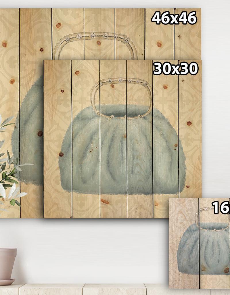 Designq Glam Cosmetics Blue Bag - Fashion Print On Natural Pine Wood
