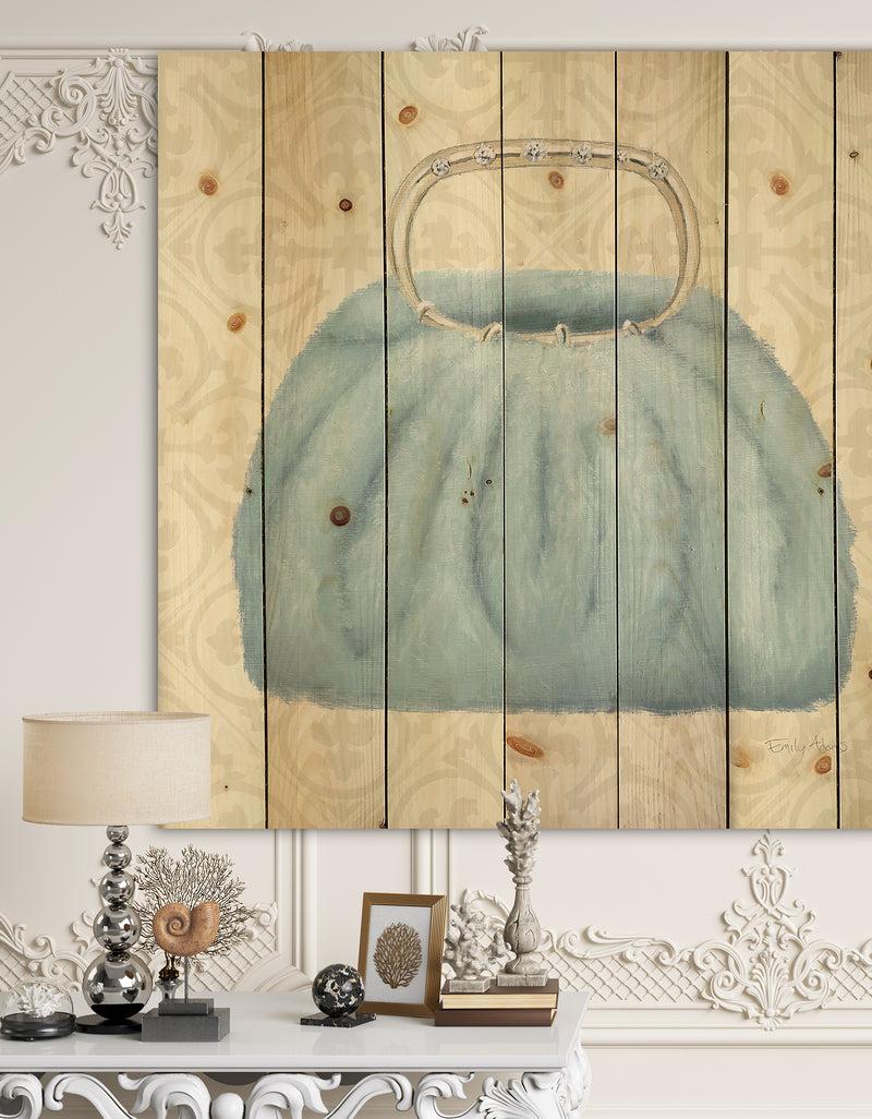 designq Glam cosmetics Blue Bag - Fashion Print on Natural Pine Wood