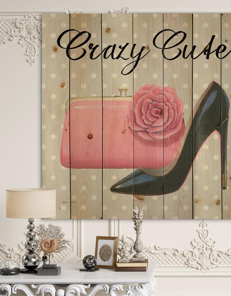designq Glam fashion High Heels I - Fashion Print on Natural Pine Wood