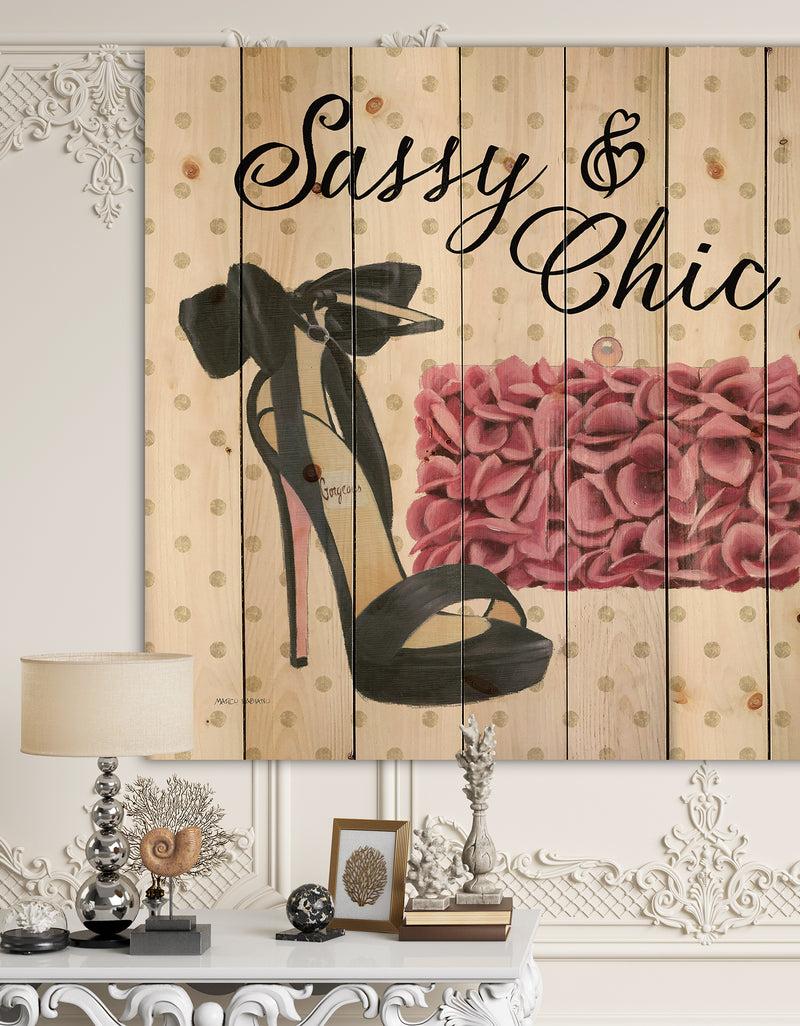designq Glam fashion High Heels II - Posh & Luxe Print on Natural Pine Wood