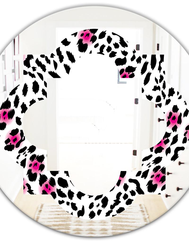 Designq Glam Leopard Pattern - Modern Round Or Oval Wall Mirror - Quatrefoil