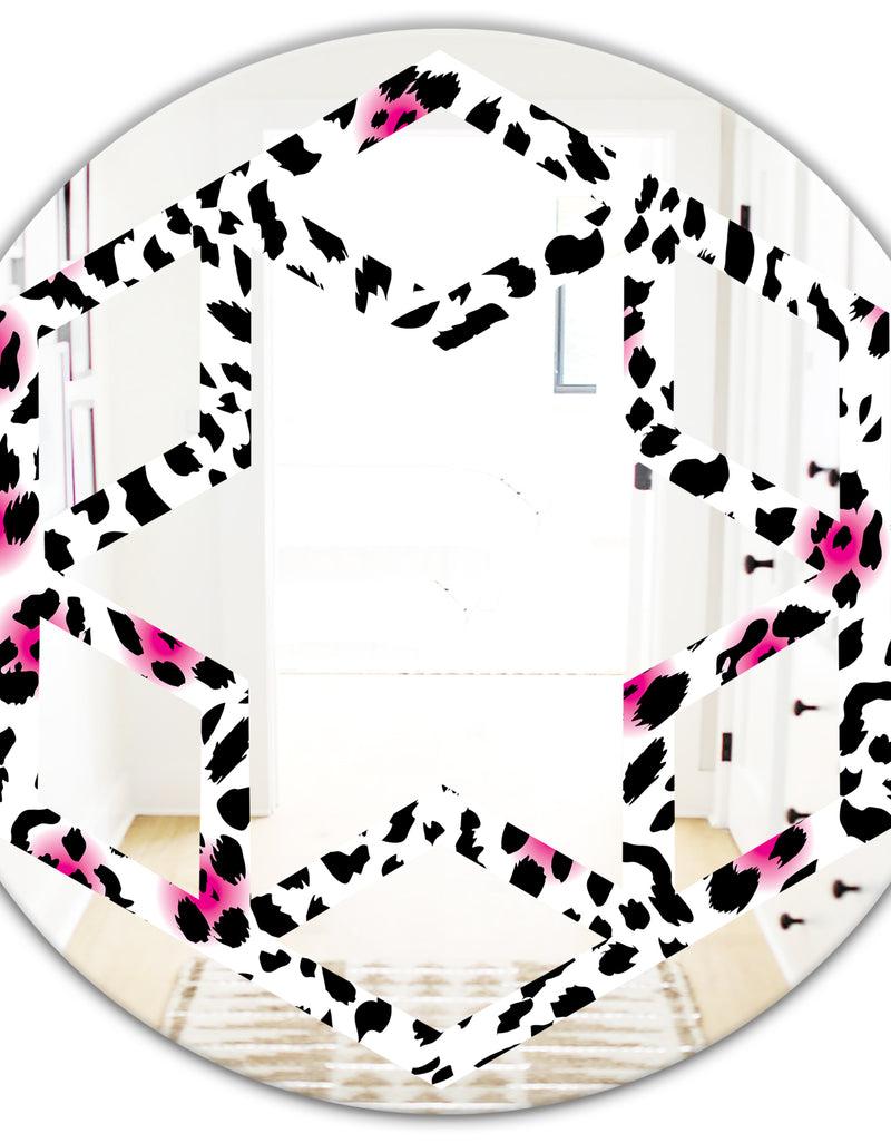 Designq Glam Leopard Pattern - Modern Round Or Oval Wall Mirror - Hexagon Star