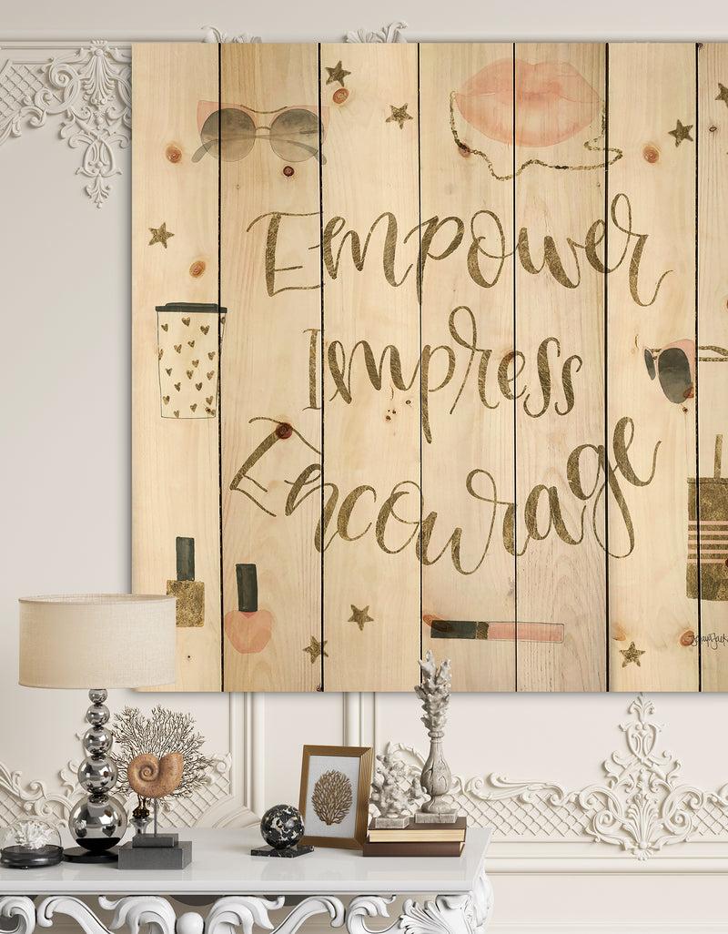 designq Glam Pink Ladies V - Fashion Print on Natural Pine Wood