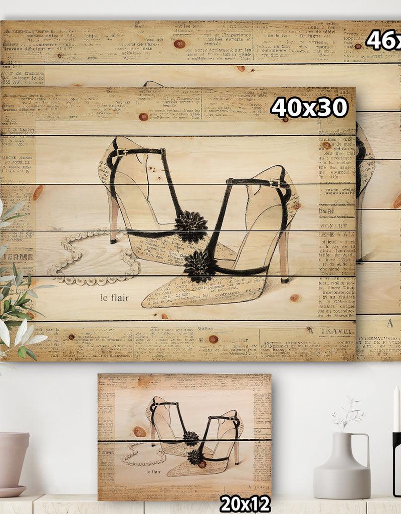Designq Glamorous Black Diamond Stiletto II - Fashion Print On Natural Pine Wood