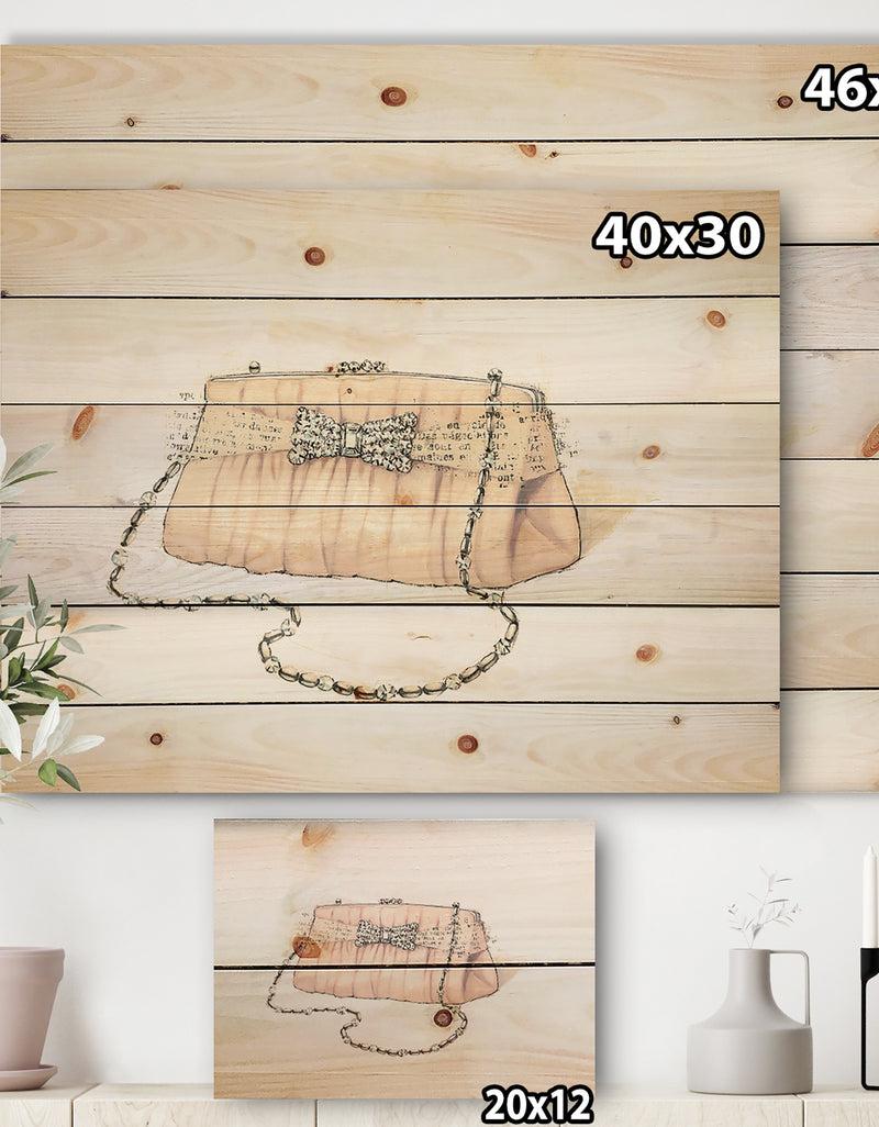 Designq Glamorous Sparkle Purse II - Fashion Print On Natural Pine Wood