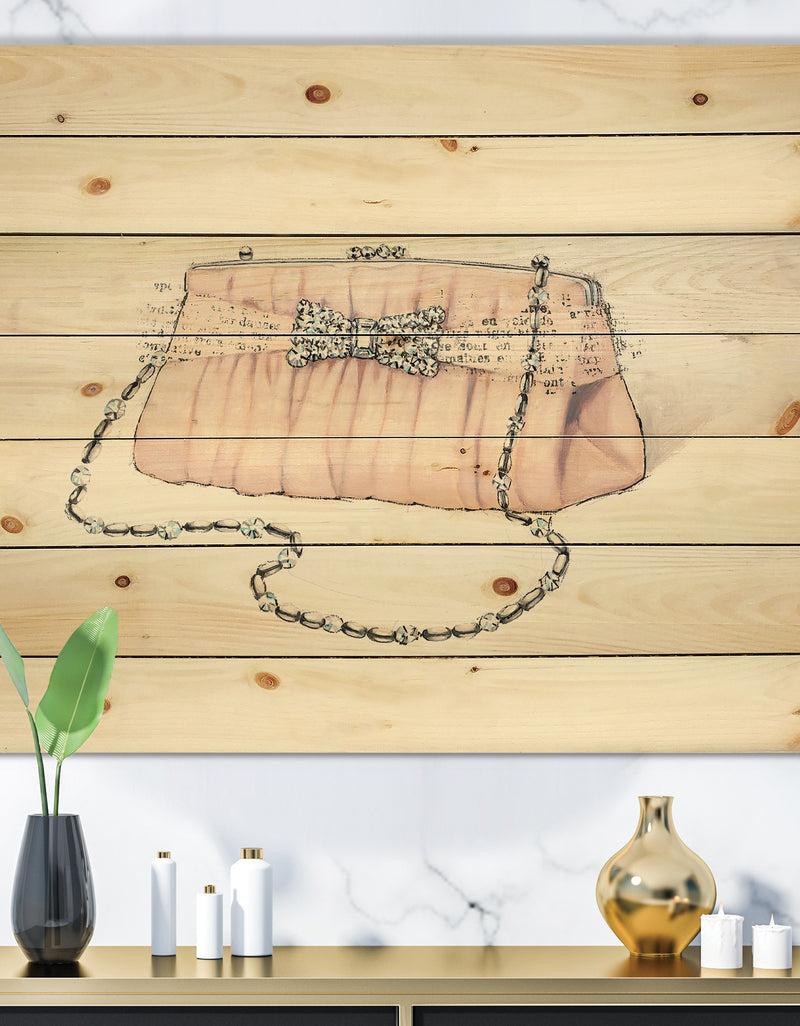 designq Glamorous Sparkle Purse II - Fashion Print on Natural Pine Wood