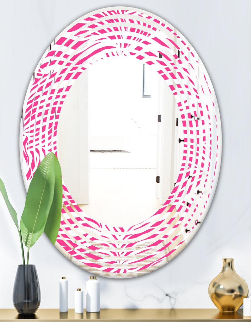 Designq Glamour Zebra Animal Pattern - Modern Round Or Oval Wall Mirror - Wave