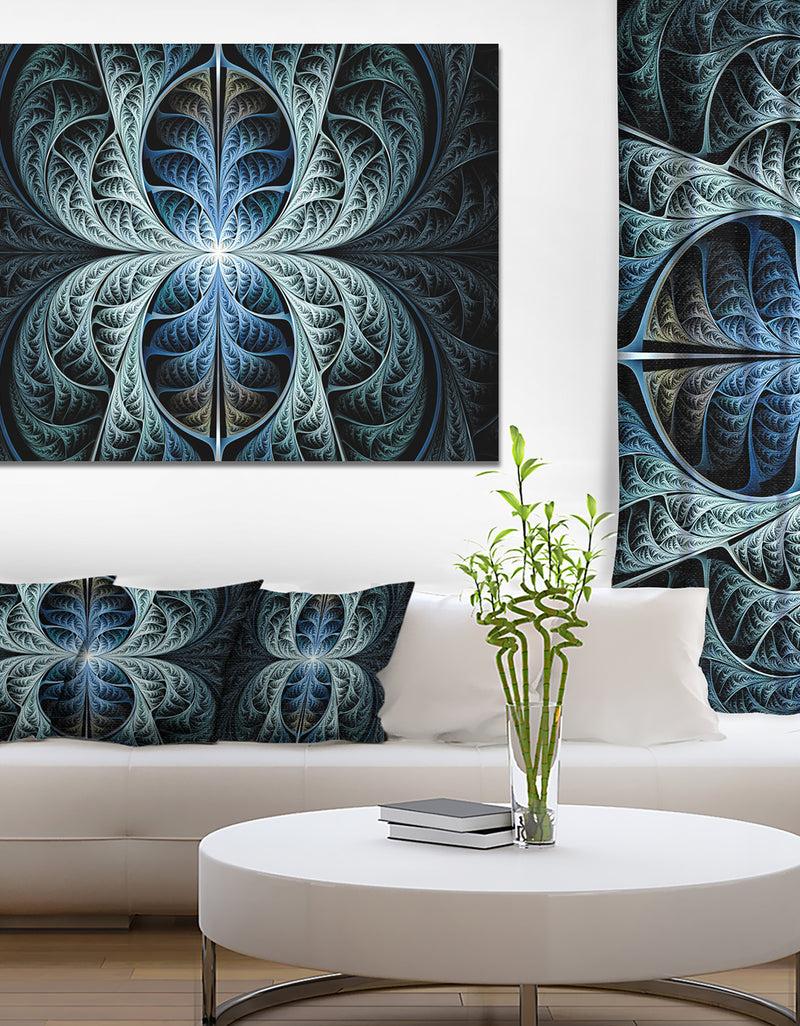 designq Glowing Blue Fabulous Fractal Art - Large Wall Art on Canvas