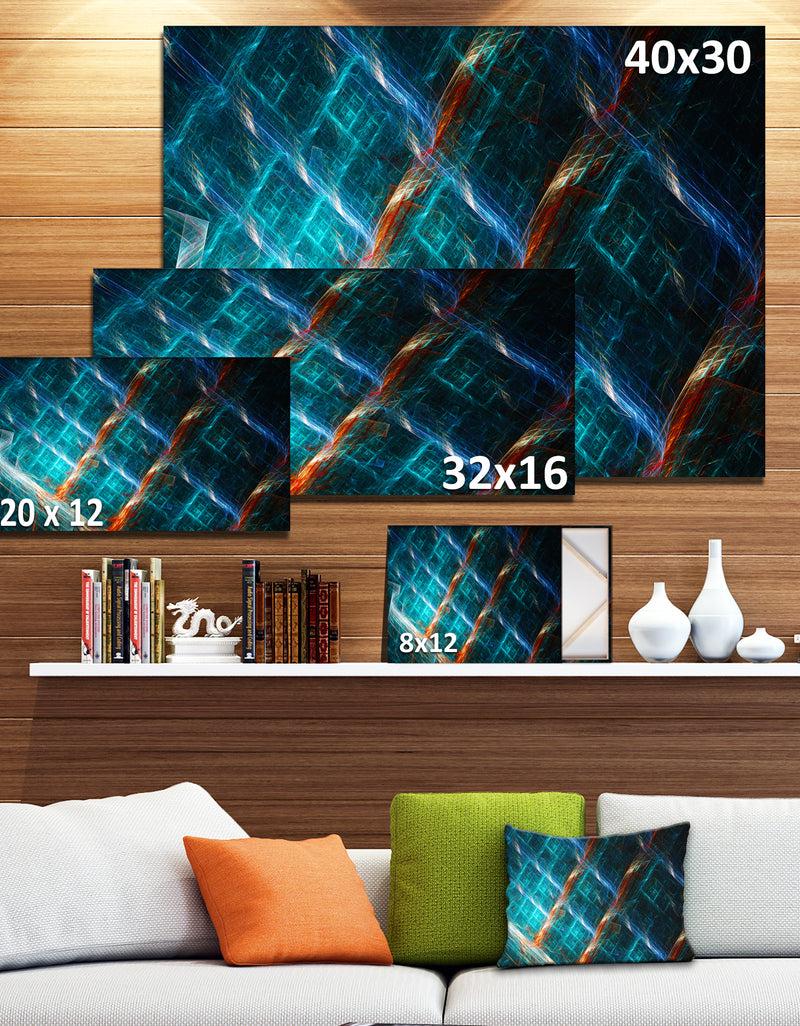 Designq Glowing Green Fractal Grill - Extra Large Abstract Art On Canvas