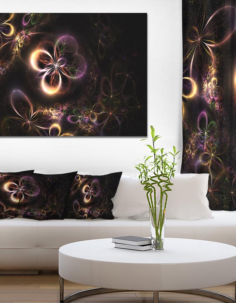 designq Glowing Small Fractal Flowers - Abstract Wall Art Canvas