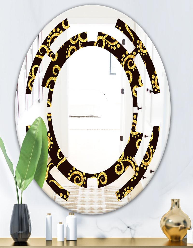 Designq Gold And Black Swirl II - Modern Round Or Oval Wall Mirror - Space