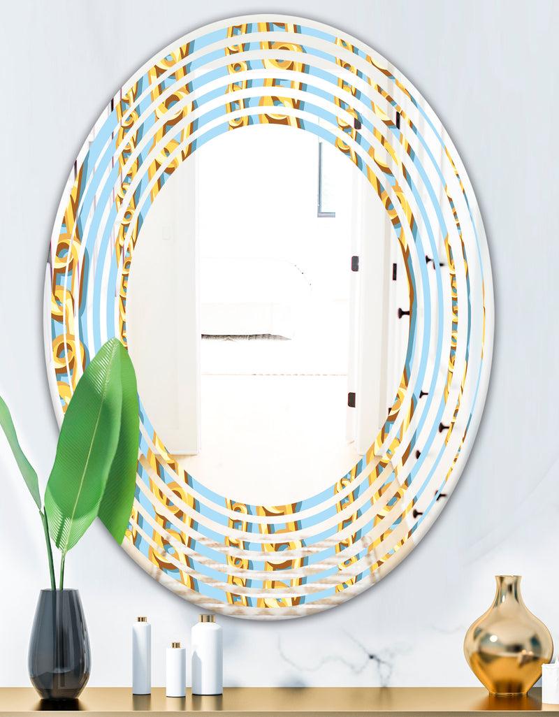 Designq Gold Chain Pattern - Modern Round Or Oval Wall Mirror - Wave