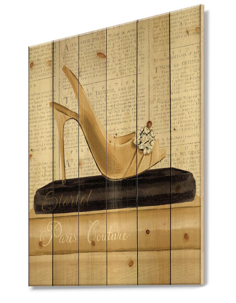 Designq Gold Fashion High Hells I - Posh & Luxe Print On Natural Pine Wood