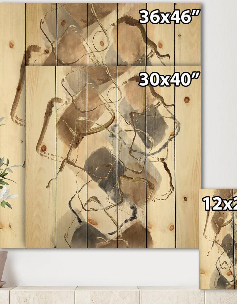 Designq Gold Glam Squares III - Modern & Contemporary Print On Natural Pine Wood