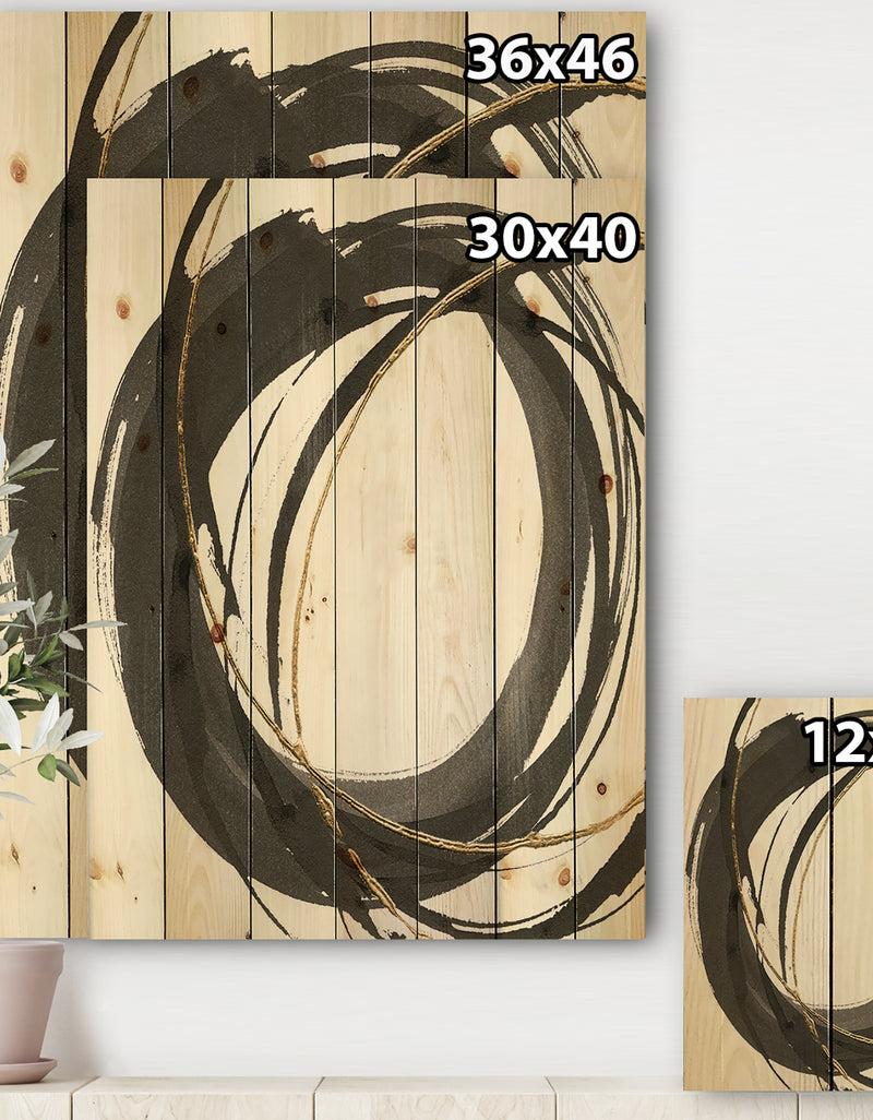 Designq Gold Glamour Circle IV - Posh & Luxe Print On Natural Pine Wood