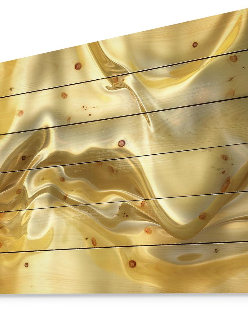 Designq Golden Cloth Texture - Abstract Print On Natural Pine Wood