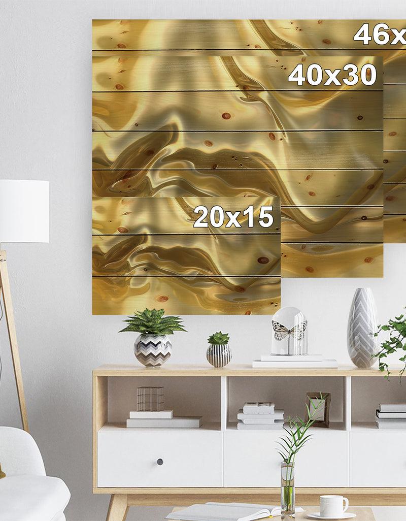 Designq Golden Cloth Texture - Abstract Print On Natural Pine Wood