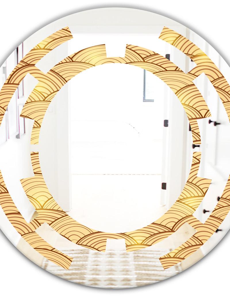 Designq Golden Clouds In The Sky - Modern Round Or Oval Wall Mirror - Space