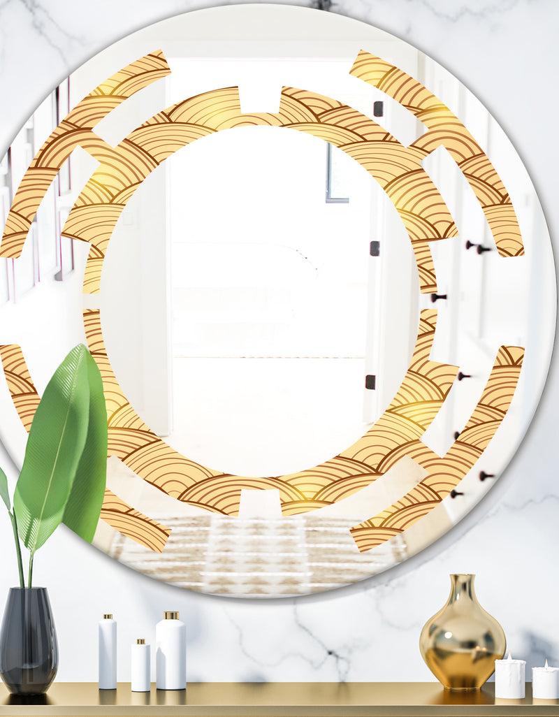 designq Golden Clouds In The Sky - Modern Round or Oval Wall Mirror - Space