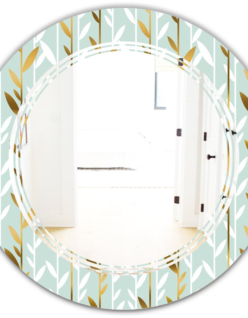 Designq Golden Foliage I - Modern Round Or Oval Wall Mirror - Triple C