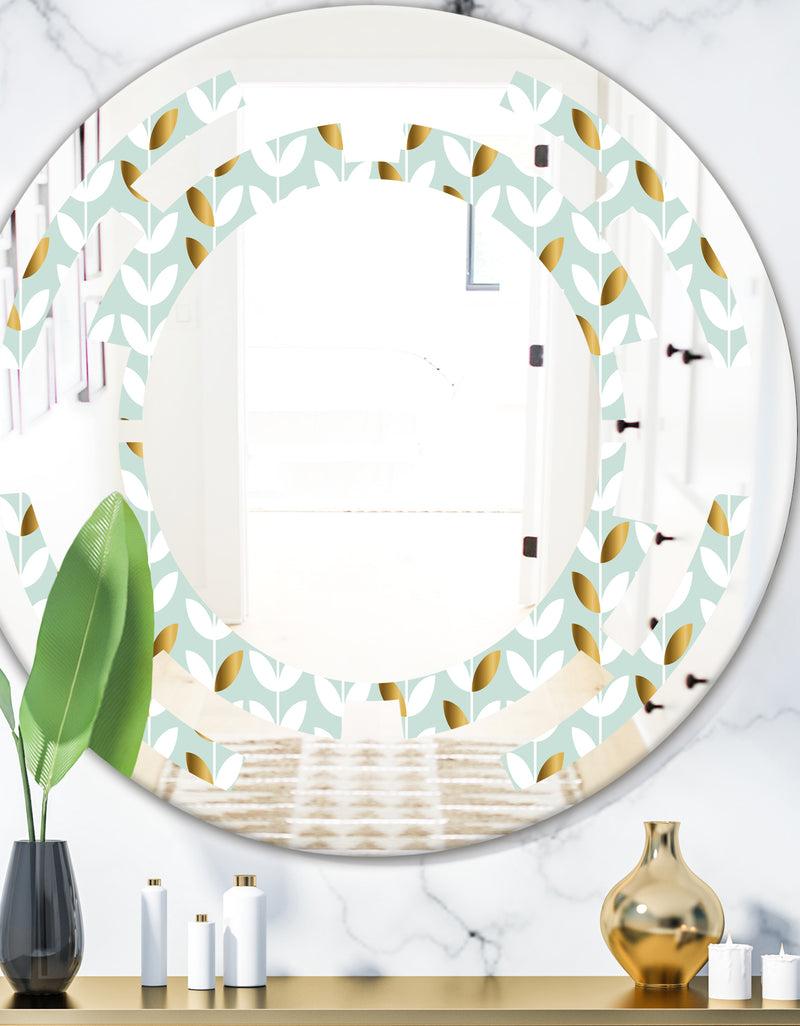 designq Golden Foliage X - Modern Round or Oval Wall Mirror - Space