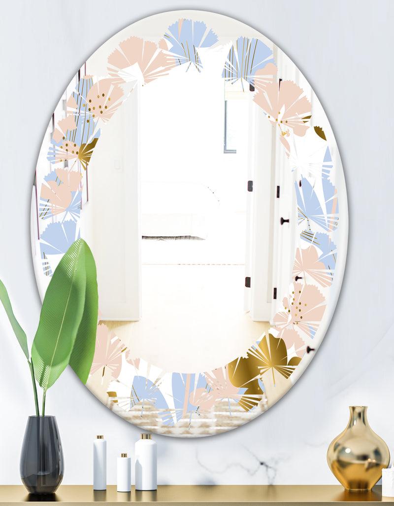 Designq Golden Foliage XV - Modern Round Or Oval Wall Mirror - Leaves